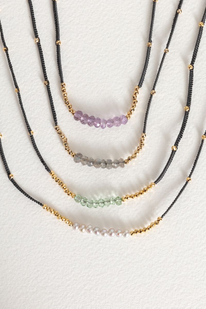 アクセサリー DOUBLE BEAM LINK ON SILKY CORD NECKLACE Double Beam