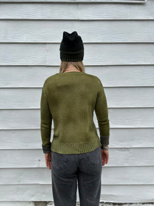 Alessandro Aste reversible Marisol crewneck pull over spray dyed Italian sweater in contrasting colors