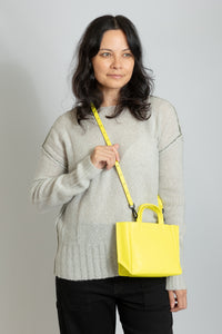 Lux Leather Micro Tote | Neon Yellow