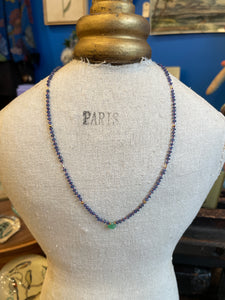 Gemstone Necklace | Cornflower Blue Sapphires & Chrysoprase