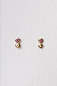 Scosha Pair | Tiny Infinity Stud with Ruby & Pink Sapphire