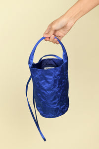 Zilla Satin Tube Bag with Crossbody Strap in Mykonos Blue | CADEAU
