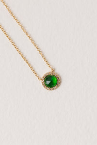Green Chrome Diopside Center Necklace | Diamond Halo