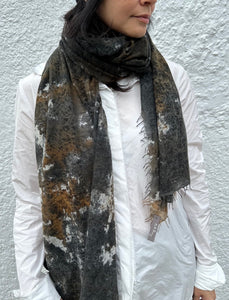 KAS cashmere ice dyed, lightweight gauze scarf with fringed hem designed by Connie Shoquist and handmade with 100% Nepalese cashmere