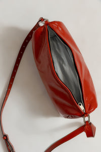 Zilla Naplak Calf Leather Ella Bag in red Brick with detachable hande, adjustable crossbody strap, and zipper closure