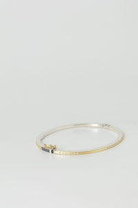 Rene Escobar handmade TwentyOne 1.8MM bangle with 18k Yellow Gold Sterling Silver and ethically sourced White Diamonds ultra thin bracelet for stacking