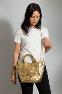 Zilla Leather Basketino | Metallic Gold Cadeau