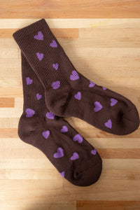 Lovely Heart Shape Casual Socks | Chocolate & Purple
