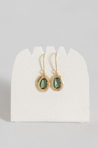 Page Sargisson 18k Gold Bezel Hook Earrings | Green Sapphire