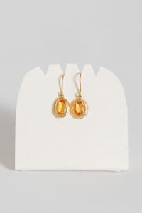 Page Sargisson 18k Gold Bezel Hook Earrings Orange Sapphire