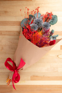 Large Valentines Dried Flower Bouquet in Brown Paper