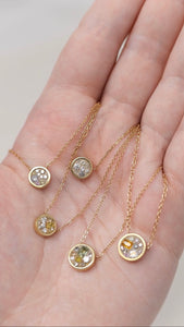 Small Circle Pendant Necklace 14k Gold | Yellow Sapphire