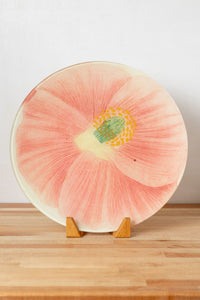 John Derian Simple Pink Poppy Glass Round Tray | 10" Cadeau