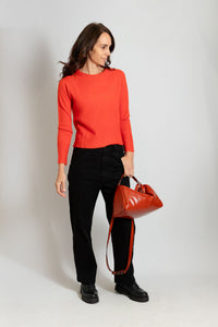 Zilla Naplak Calf Leather Ella Bag in red Brick with detachable hande, adjustable crossbody strap, and zipper closure
