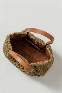 Rosy Raffia Handbag | Khaky