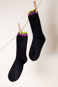 Rainbow Cosy Bed Socks | Black