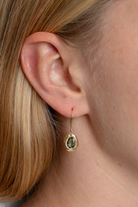 Page Sargisson 18k Gold Bezel Hook Earrings | Green Sapphire