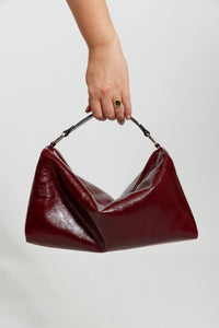 Zilla Naplak Calf Leather Ella Bag in burgundy with detachable handle, adjustable crossbody strap, and zipper closure