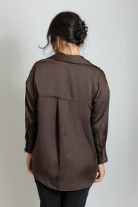 Félicité Drop Shoulder Shirt | Chocolate | Size Medium Cadeau