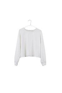 long  sleeve Raw Edge crew neck pullover Crop Sweater in Creme by It Is Well L.A.