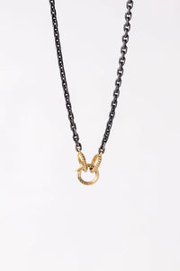 Chain | Open Ended 17in Oxidized Sterling Link with 18k Hoops