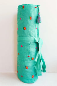 Nimo With Love Green Lotus Linen Yoga Mat Bag | Cadeau