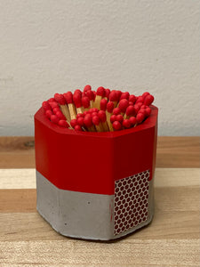 Painted Concrete Match Holder with Striker & Matches