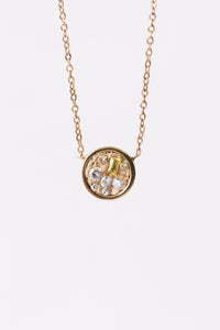 Miles McNeel Small Circle Pendant Necklace 14k Gold | Yellow Sapphire