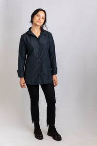 Navy Blue long sleeve Button Down Classic collared everday business casual office wear Blouse for women | Katharina Hovman