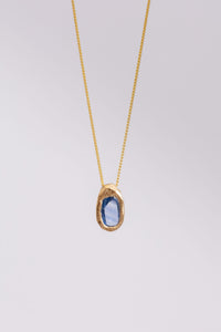 18KT Gold Rose Cut Sapphire Necklace | Medium Blue