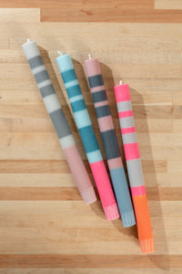 British Colour Standard Striped Eco Candles | Pink, Blue & Grey (4 pack) Cadeau