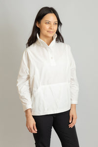 Button Up Pop Over Top | White