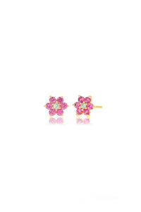 Rachel Reid Pink Sapphire and Diamond Cluster Earrings
